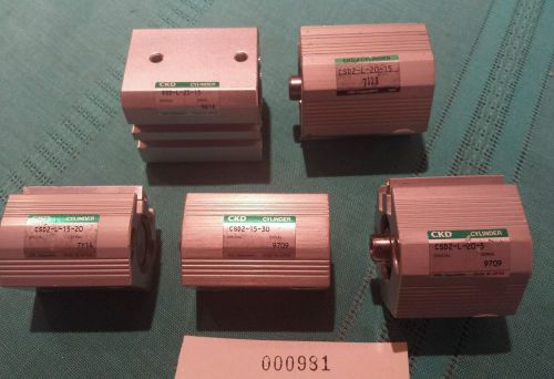 Lot of 5 Small CKD Pneumatic Cylinders  Bores 15 to 25mm Strokes 5mm to 30mm New