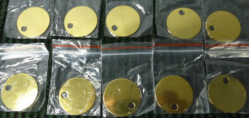 10 Brass Metal Stamping Blanks Tags, 1-3/8&#034; dia., 1 hole