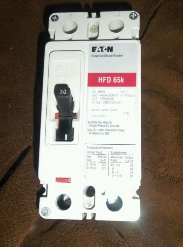 EATON CUTLER HAMMER HFD2030 2 Pole 30 Amp HFD Breaker / Used
