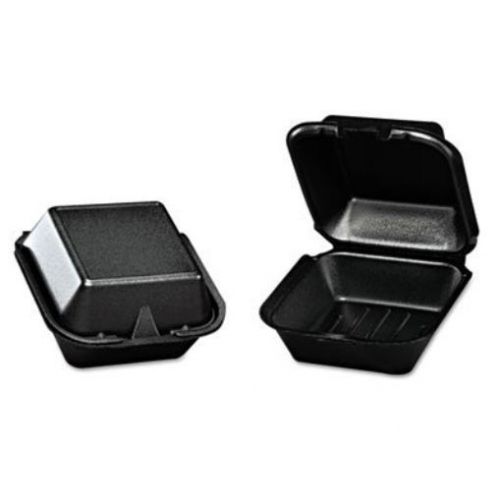 Genpak SN225-3L Black Color 1 Large Compartment Sandwich Foam Hinged Dinner Lid