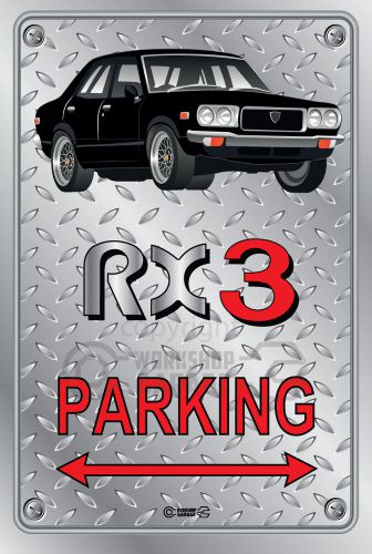 Parking Sign Metal MazdA RX3 4-door-19 - Checkerplate Look