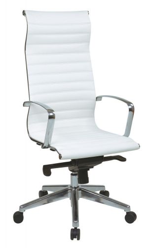 High back white bonded leather chair for sale