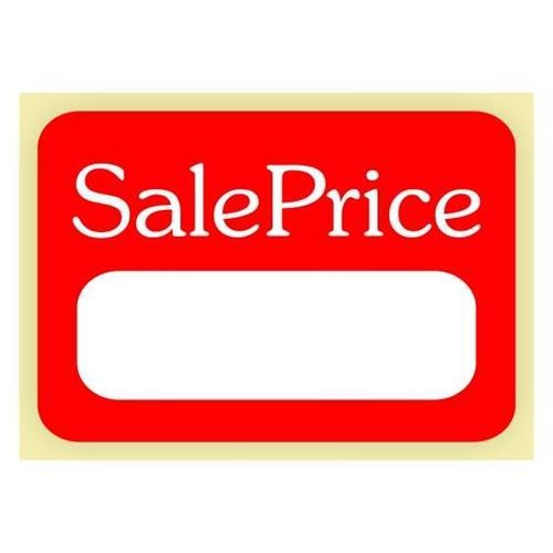 Sale Price, 1 1/8&#034; x 1 5/8&#034;, Printed Red Ink, White, Semi-Gloss Paper Labels 500