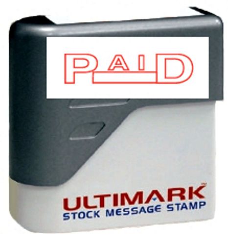 Paid text on ultimark pre-inked message stamp with red ink for sale