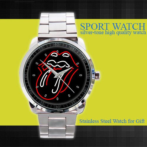 Custom Rolling Stones Lips And Tongue Logo Sport Metal Watch