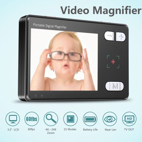 3.5&#034; hd lcd screen digital video magnifier 2x-24x zoom with flashlight function for sale