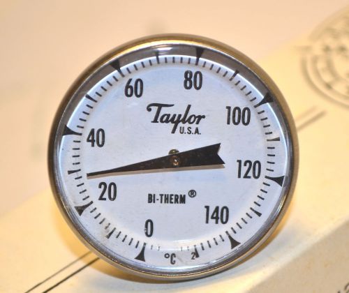 2 NOS TAYLOR USA BI-THERM DIAL THERMOMETERS 0-150 Celcius 1-3/4&#034; DIAL 8&#034; STEM