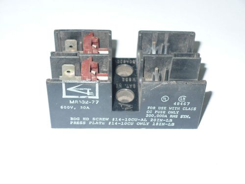 Connectron MR-632-77 Fuse Block, 600V, 30A 2P, Used