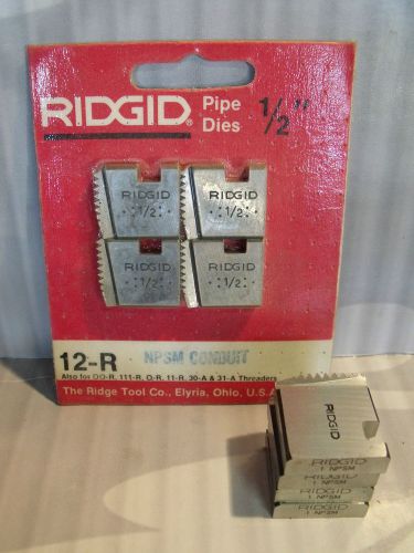 RIDGID PIPE REPLACEMENT DIES 12R 1/2&#034; NPSM &amp; 1&#034; NPSM CONDUIT NEW OLD STOCK