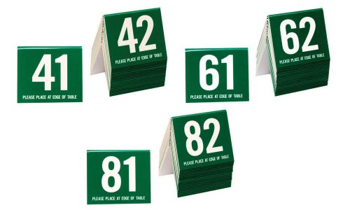 Plastic Table Numbers 41-100, Tent Style, Green w/ White, Free shipping