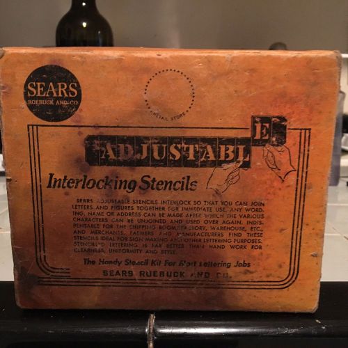 Vintage Sears Adjustable Brass Interlocking Stencil Letters and Figures