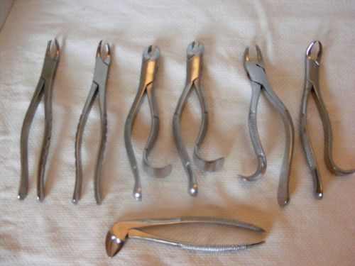 Dental Oral Surgery Forceps-Lot of 7-Used-Mostly US made