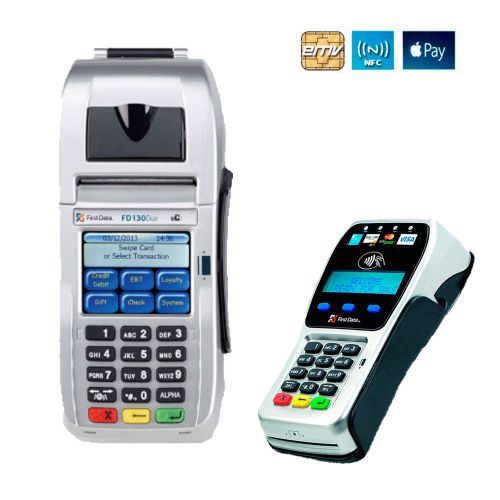 First data fd130 credit card machine ip/dial emv w/fd35 nfc contactless pin pad for sale