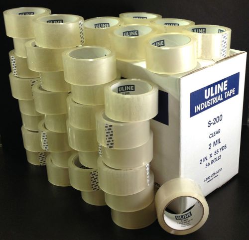 Box of 36 tape packing, clear, 2&#034; wide by 55 yd, long 2.0 mil. for sale
