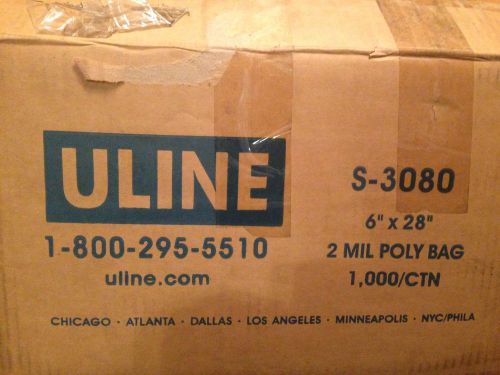 ULINE S-3080 6x28 2 Mil Clear Poly Bags Qty 500 Partial Case