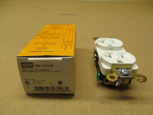 1 nib hubbell hbl5352w nema 5-20r duplex receptacle white for 5352whi for sale