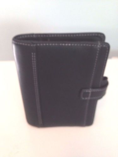 Filofax Pocket Kendal in Black with White Stitching
