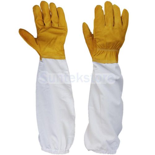 Pair Garden Bee Beekeeping Protective Sheepskin 50CM Long Sleeves Guard Gloves