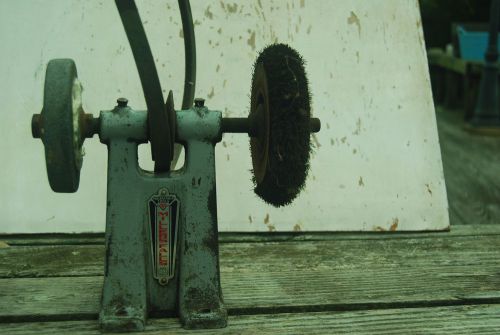 Vintage millers falls double arm arbor assembly wood lathe grinder belt drive for sale