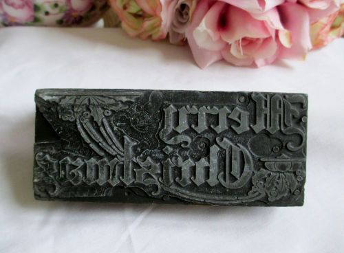 Printing Letterpress Printers Block Fancy MERRY CHRISTMAS Antique Printers Cut