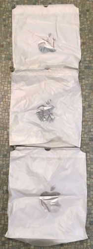 Lot 3 Genuine APPLE STORE White Plastic Drawstring Shopping Backpack Bag 18x16