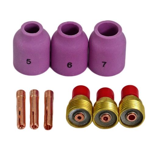 Tig gas lens nozzle cup collets assorted size fit tig welding torch wp-9 wp-20 w for sale