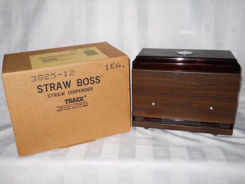 Traex Straw Boss Dispenser Wood Grain 3825-12 New in Box