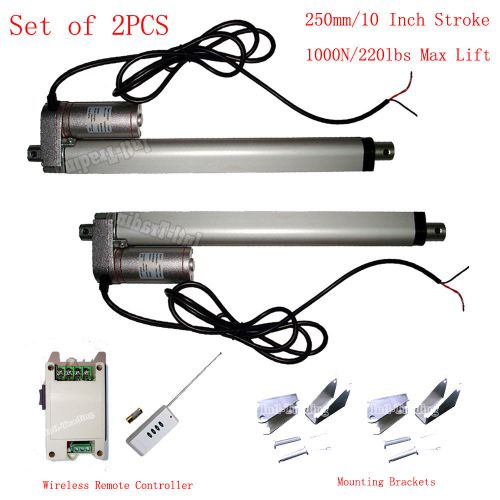 High Power 2 Set 12V DC 10&#034; Linear Actuator +Remote Control Low Noise for Car RV