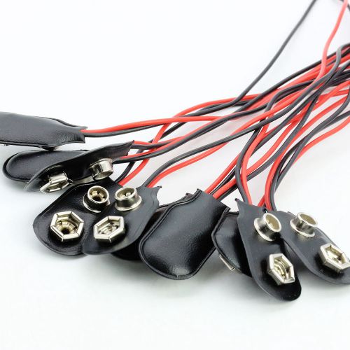 10X PP3 9V Soft Shell Buckle Battery Holder Clip On Connector Cable Lead