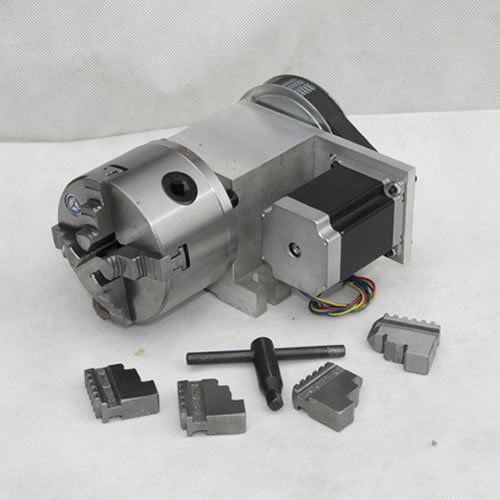 80MM 4 Jaw Chuck Rotary Axis A 4th Axis Ratio 6:1 Rotation Table for CNC Machine