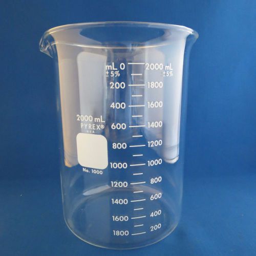 Pyrex graduated griffin beaker 2000ml double scale # 1000 for sale