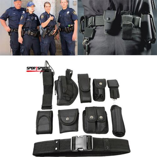 Black tactical nylon police security guard duty belt utility kit system w pouch for sale