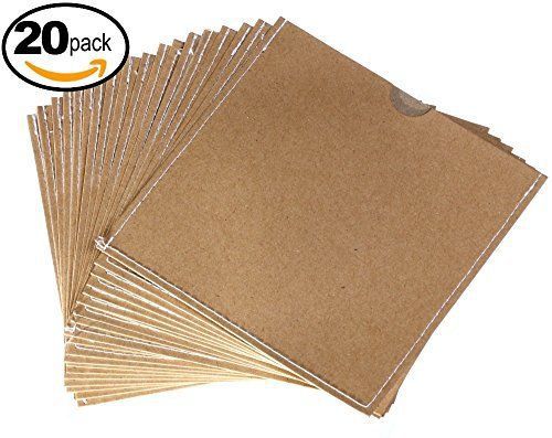 Home Affinity Stitched CD Sleeves Brown Kraft Paper DVD Envelopes 20 Pack