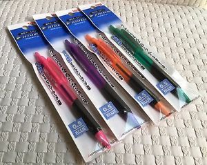 4X Uni Mitsubishi Jetstream Ballpoint Pen 0.5 mm Blue ink Red Pink Purple Orange