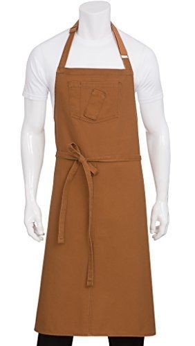 Chef Works ABCKV003-NTM-0 Pigment Dye Canvas Bib Apron, Nutmeg