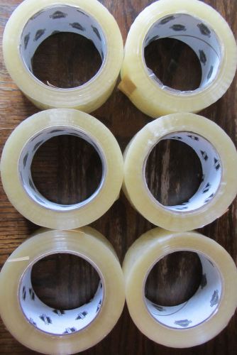 Six rolls of 1.6 mil packaging tape - 2&#034; x 110 yards (330 feet) for sale