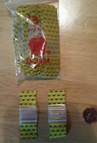 200 Mini Ziplock yellow/black widow  0.75 x 0.75&#034; Apple reclosable baggies 3434