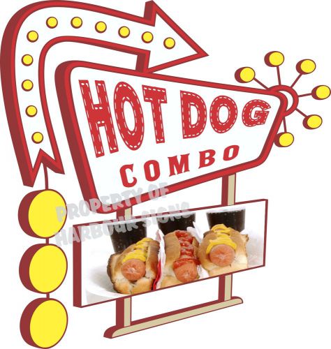 14&#034; DECAL Hot Dog Combo Concession Food Truck Vinyl Sticker Sign