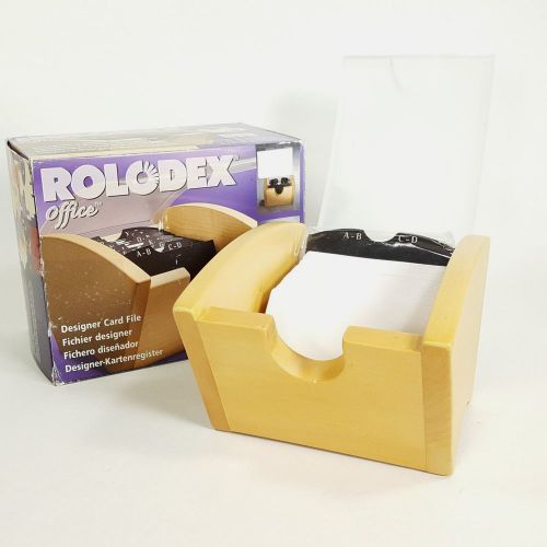 Rolodex Office Wood Finish Frosted Lid Business Designer Card File 66560