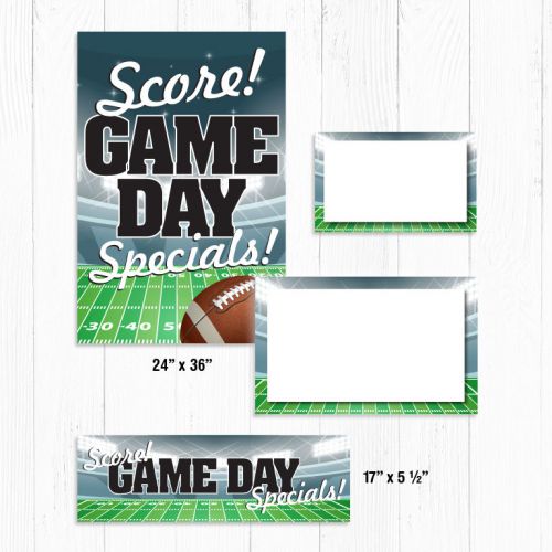 Football sale sign kit, 108 pieces: window signs/posters, pricing signs, banner for sale