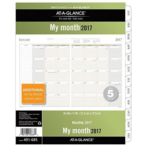 Day Runner Monthly Planner Refill 2017, 8-1/2 x 11&#034;, Size 5 (491-685)