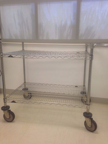 Metro adjustable chrome 2 tier mobile utility cart with polyurethane casters for sale