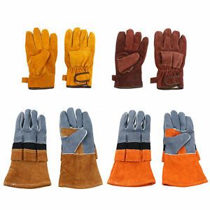 1Pair Flame-retardant Cowhide Gloves Anti-scald Hands Protective Cover