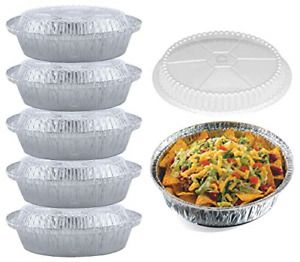 55 Pack - 7 Inch Round Aluminum Pans, with Clear Plastic Lids. Round Tins for by