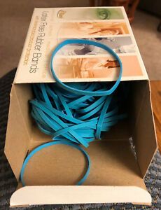 1/4 LB of Antimicrobial Latex-Free Rubber Bands 3-1/2” x 1/8” Cyan No. 33 #42339