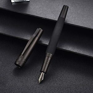 Hongdian 6013 Matte Black Fine Nib Fountain Pen with Metal Box Titanium Black