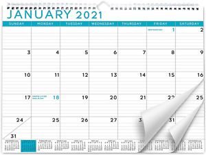 Sweetzer  Orange 2021 Calendar. 18 Month Office Wall Calendar - Blue Business D