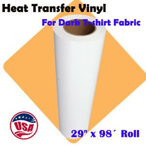 US 29&#034; x 98 White Eco-Solvent Printable Heat Transfer Vinyl For Dark T-shirt