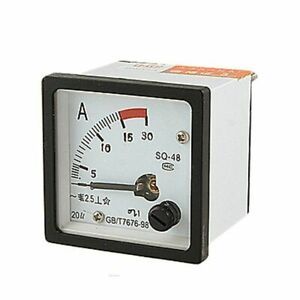 1X(SQ48 Analog AC Current Panel Meter Ammeter 0-15A Gauge White + Black E4V2)