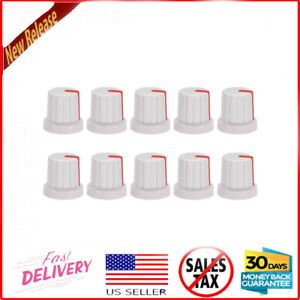 Set of 10 Pieces White 6mm Effect Pedal Amplifier Potentiometer Knobs